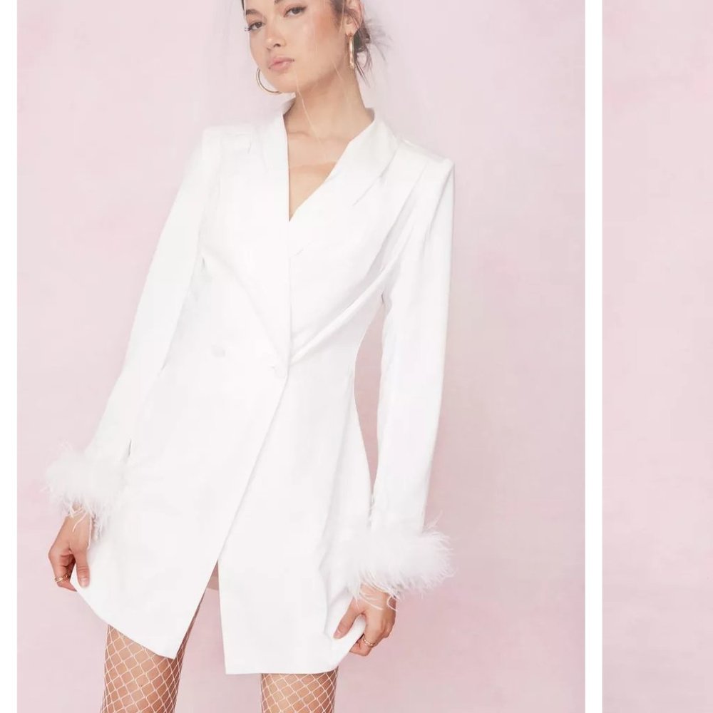 Nasty Gal Bridal Feather Cuff Blazer